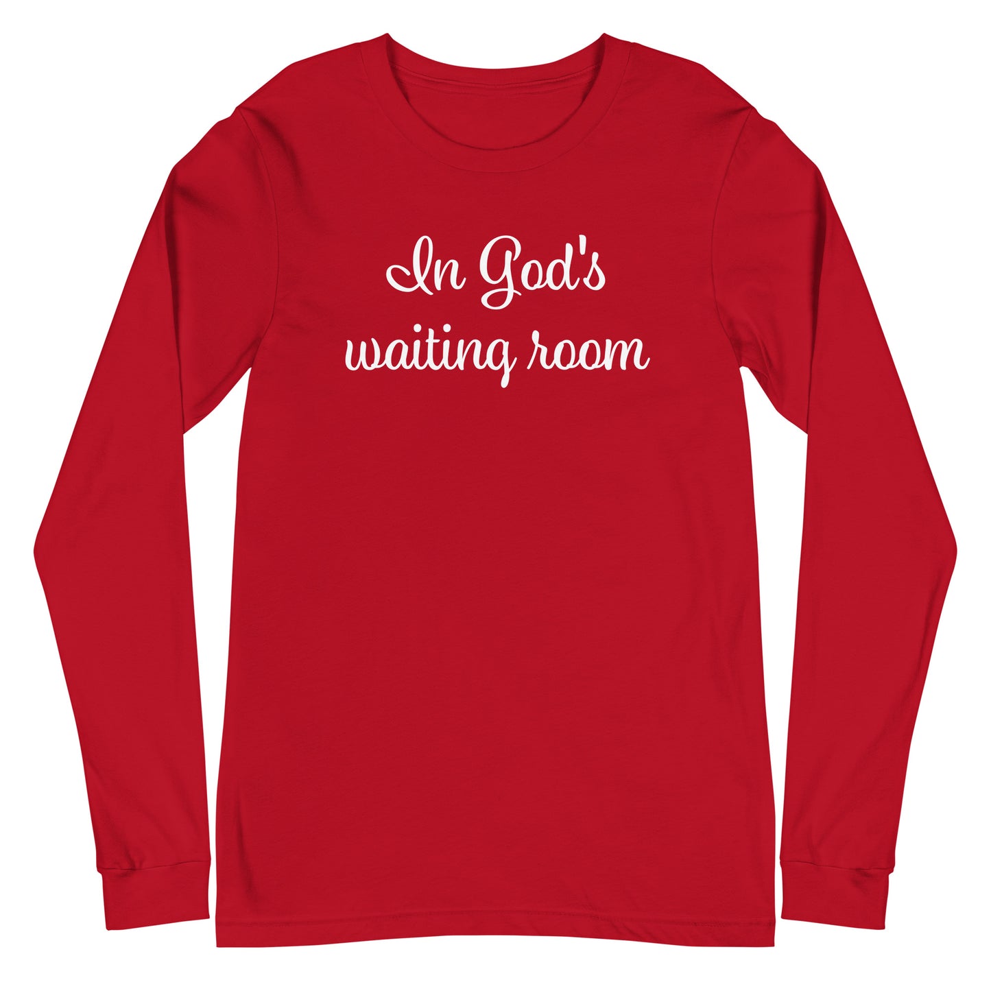 Get it in red, black and white. Unisex long sleeve crewneck tshirt. 