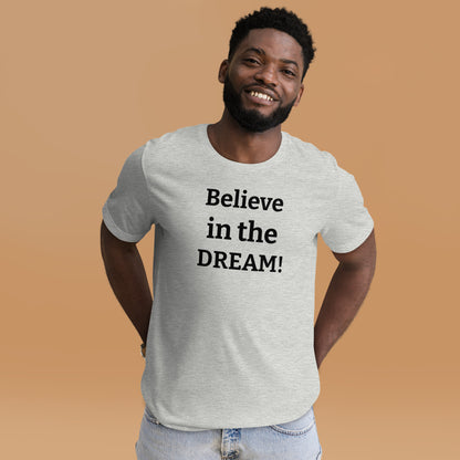 Bright Colored Wings Clothing Brand Believe in the DREAM! Heather Grey T-shirts unisex style short sleeves